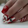 2025 24 Pcs Cartoon Santa Claus Artificial Nails Christmas False Nails Full Cover Stick On Nails Square Press On Nails