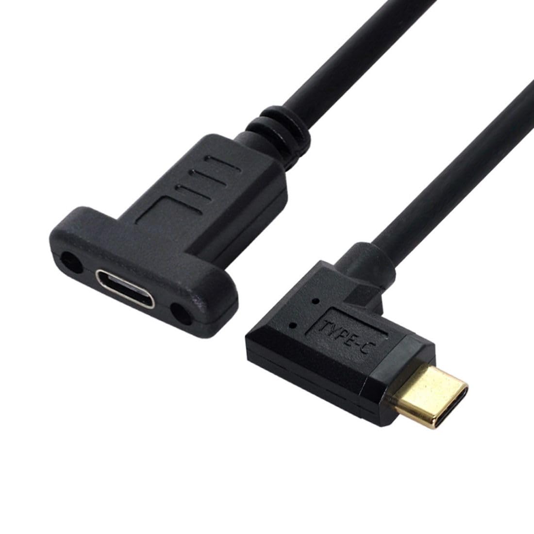 

chenyang USB Gen 2 10 Гбит/с USB C Папа к Маме 90 Градусов Прямой Угол Быстрая Зарядка Передача Данных Видео Кабель-удлинитель с Панельным Креплением 3.1 Отверстия, чёрный