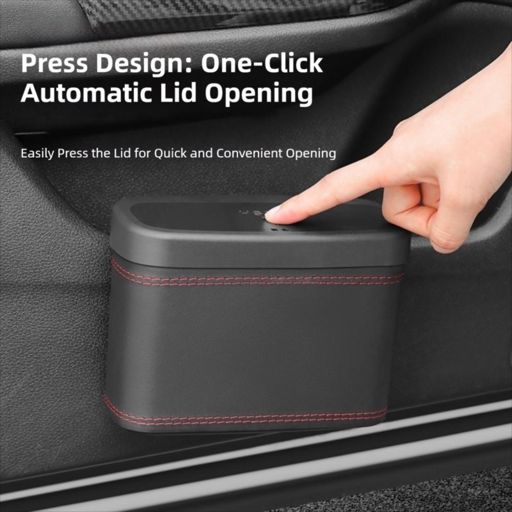Multi-functional Car Press-down Storage Box PU Leather Hanging Storage Bin  for Wet and Dry Use