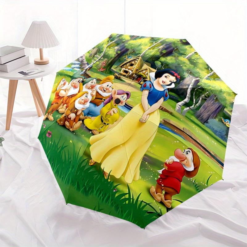 1pc Snow White and the Seven Dwarfs Automatic 3-Fold Umbrella Design, Cute Cartoon Pattern, Portable Outdoor Umbrella, Perfect, Holiday Gift