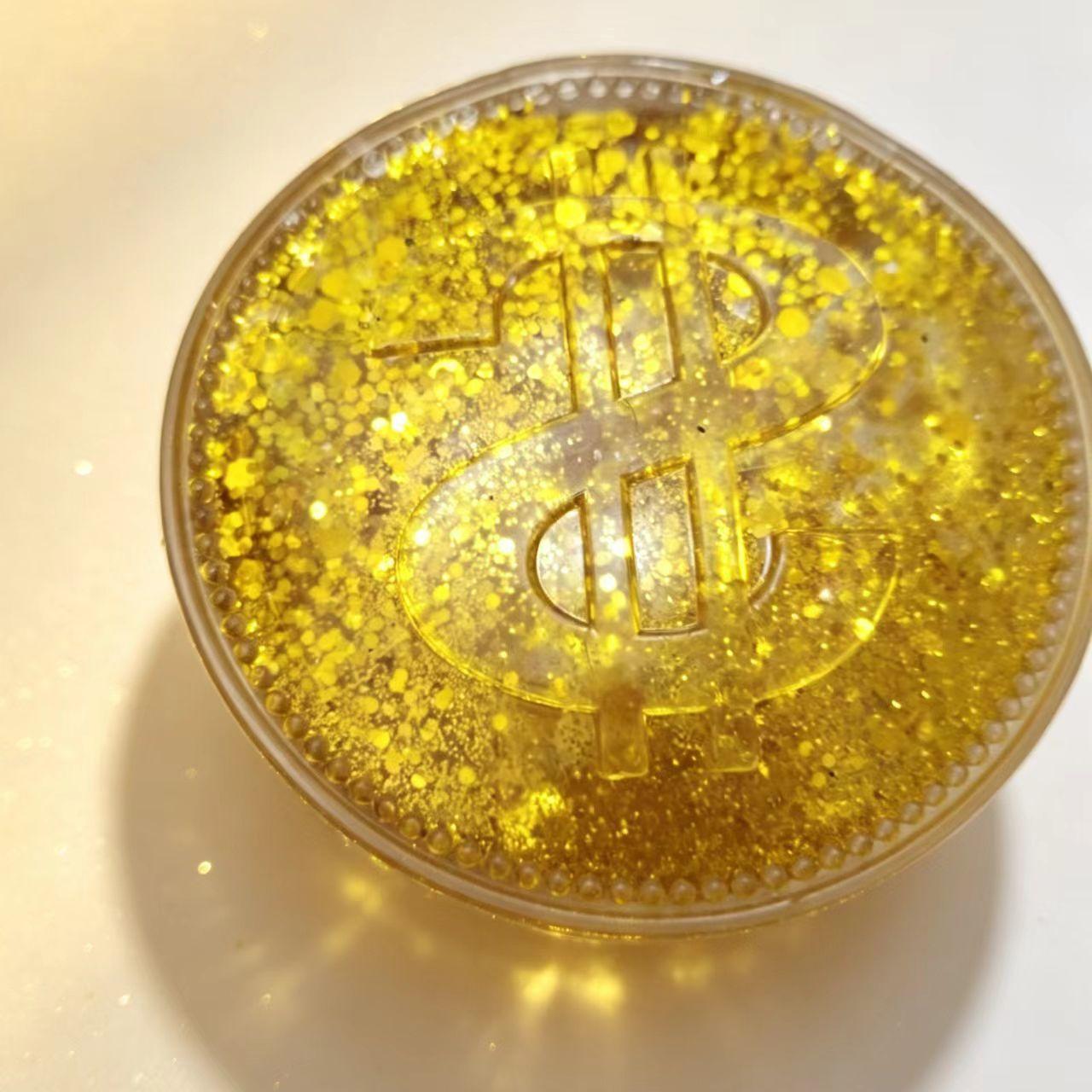 Muntvormige Squishy Simulatie Dollar Goud Glittersuiker Gevuld Langzaam Rijzend Stressverlichtend Knijp Decompressie Speelgoed Voor Volwassene yellow