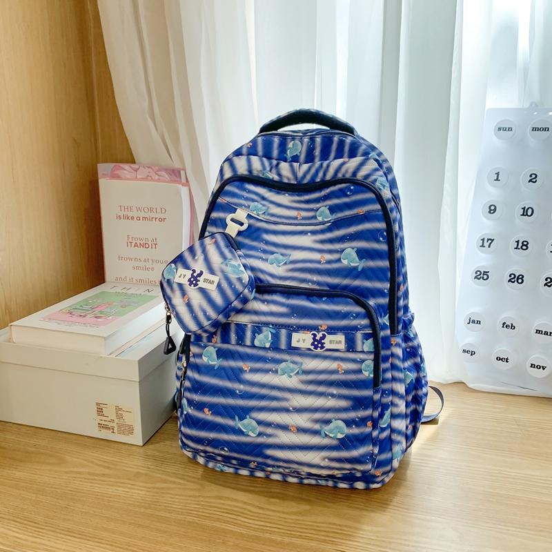 Zebra Print Backpack Women's Large Capacity Backpack Student School Bag with Coin Purse