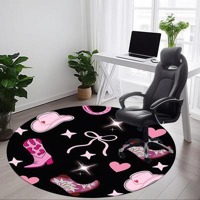 1pc Cowgirl Office Round Rug, Non-slip, Soft and Durable Office Rug for Interior Decoration, Perfect for Office,Decoration Yy260204014