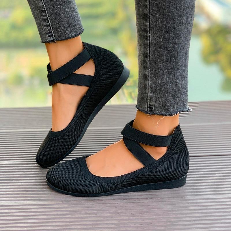 Women's Flat Shoes Autumn New Style Comfortable Solid Color Ladies Knitted Low-top Shoes Women's Fashion Casual Flat Loafers
