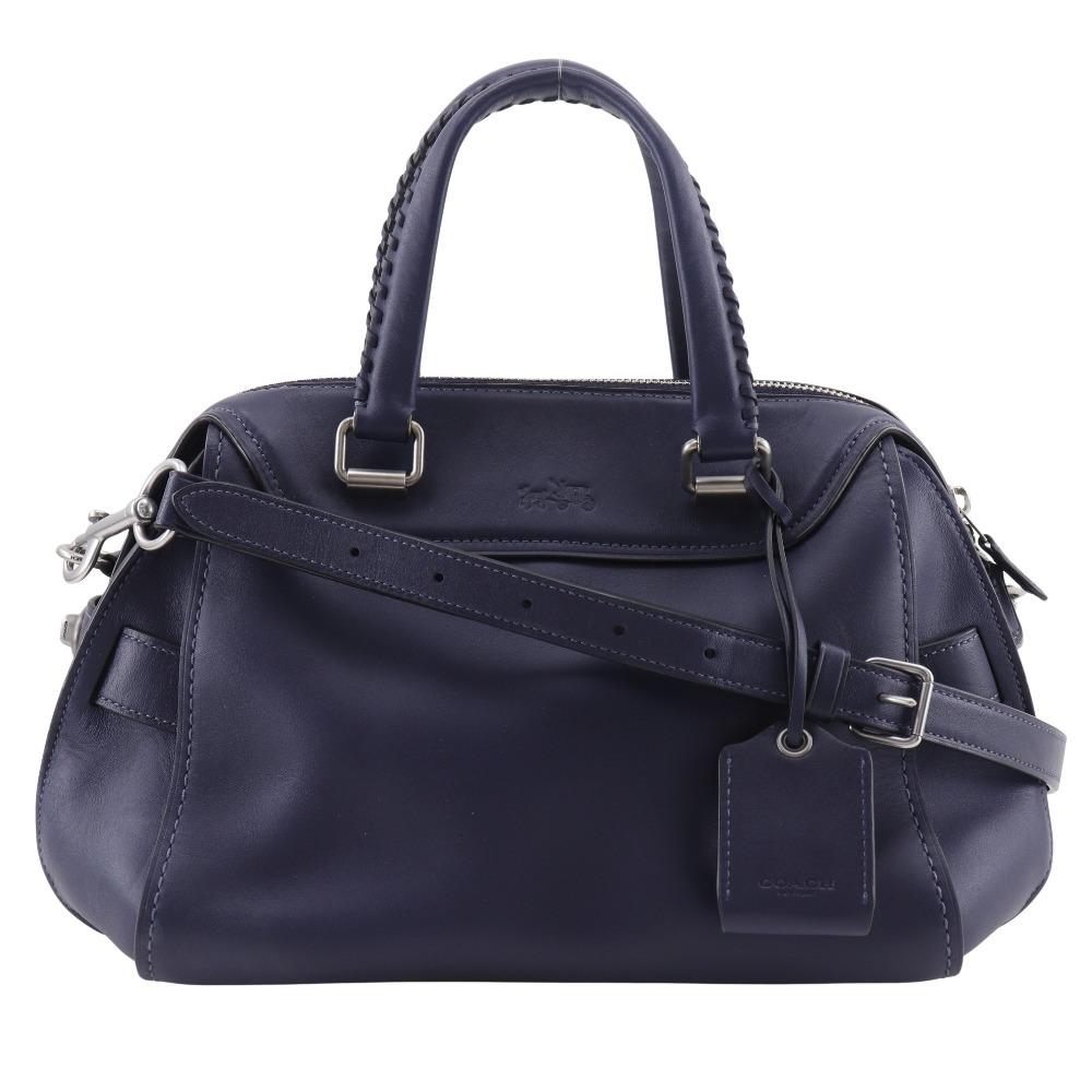 

COACH Ace Satchel Handbag 37017 2WAYShoulder Navy blue leather Women Used
