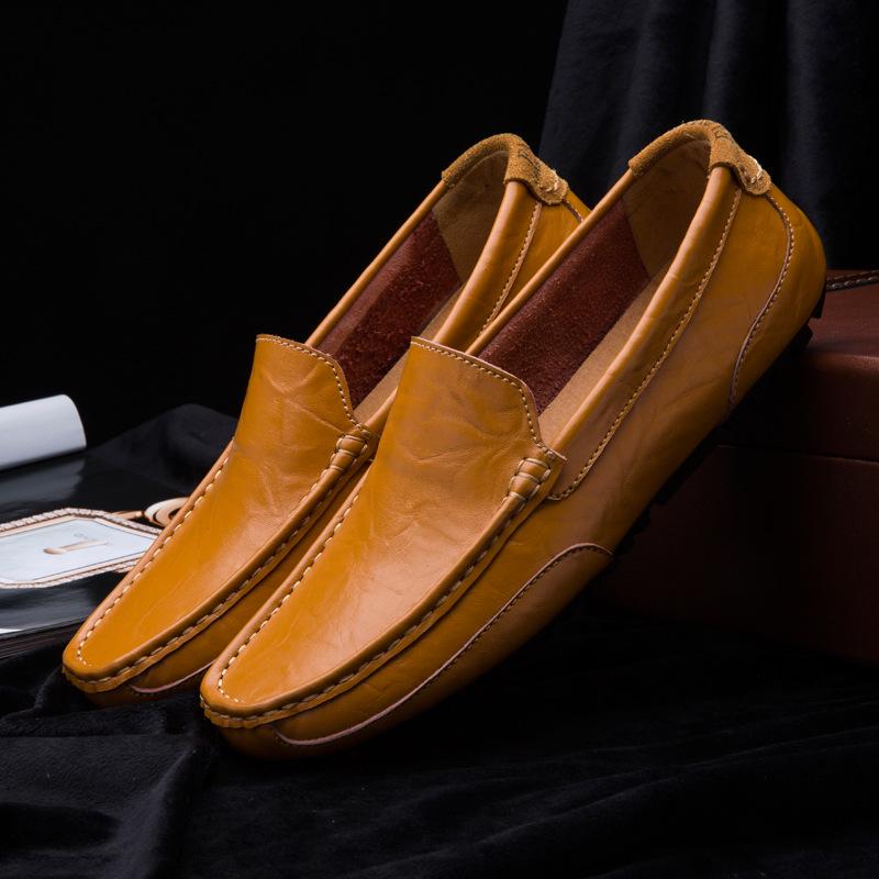 British Style Men's Plus Size Leather Driving Moccasins for Spring & Autumn