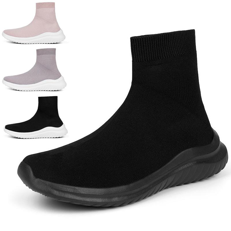 

Socks and shoes women s new spring and autumn elastic fly-woven sports high-top shoes casual new short boots couple men 36