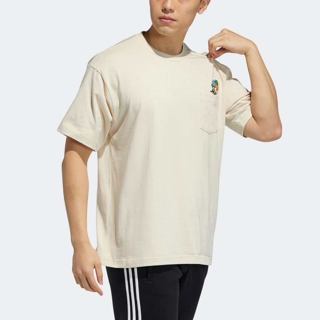 Adidas Originals X Melting Sadness Short Sleeve Tee Floral Bumblebee Print Round Neck Vintage Men Tops Off-White HB6860