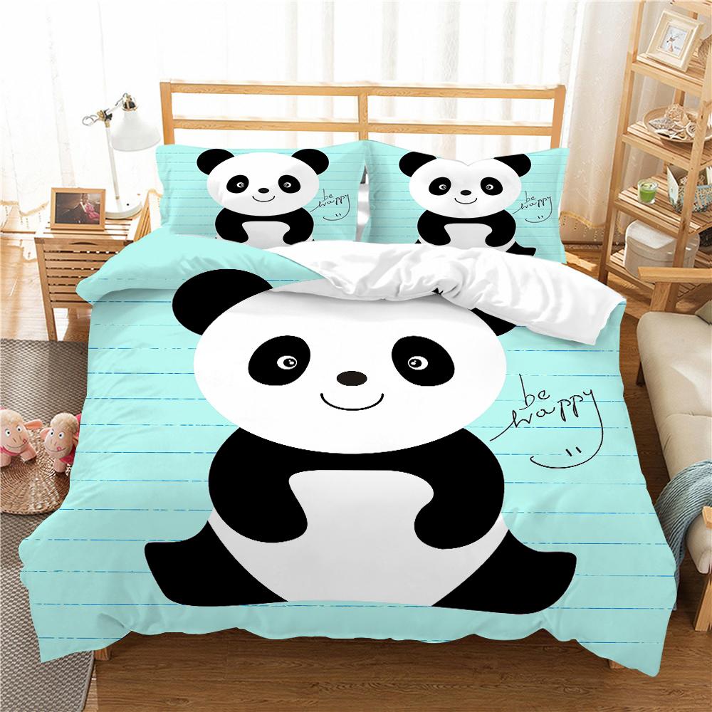 3D Panda potištěný povlak na polštář a povlak na přikrývku Sada ložního prádla pro domácnost Pohodlné ložní prádlo