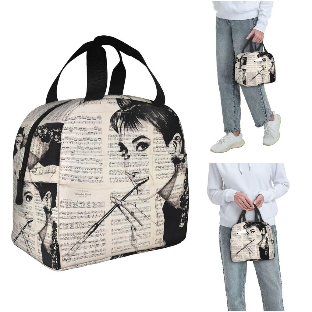 Audrey Hepburn Insulated Lunch Bag for Women Kids Leakproof Food Boxes Thermal Lunch Box Tote