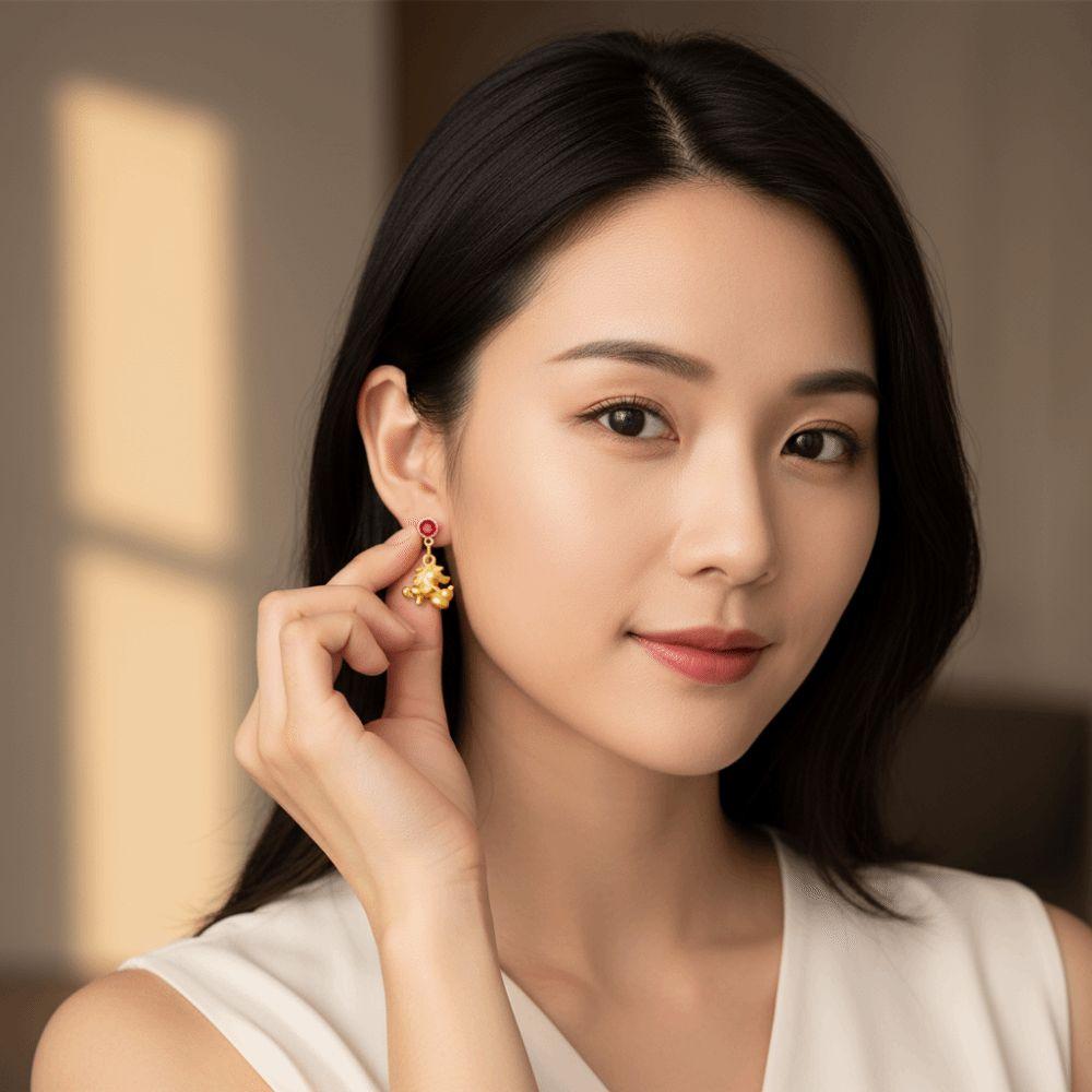 Chinese Style New Year Horse Earrings Cartoon Horse Horse Mascot Drop Earrings  Gift