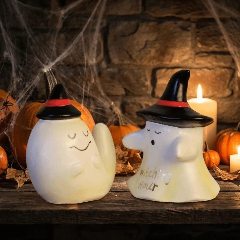 Resin Halloween Ghost Figurine Cute Mini Witching Hour Ghost Ornaments Decorative Ghost Ornament Children Gifts