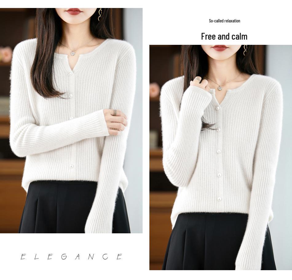 Women's Slim Fit Pure Wool Round Neck Cardigan - 2025 Autumn/Winter Collection