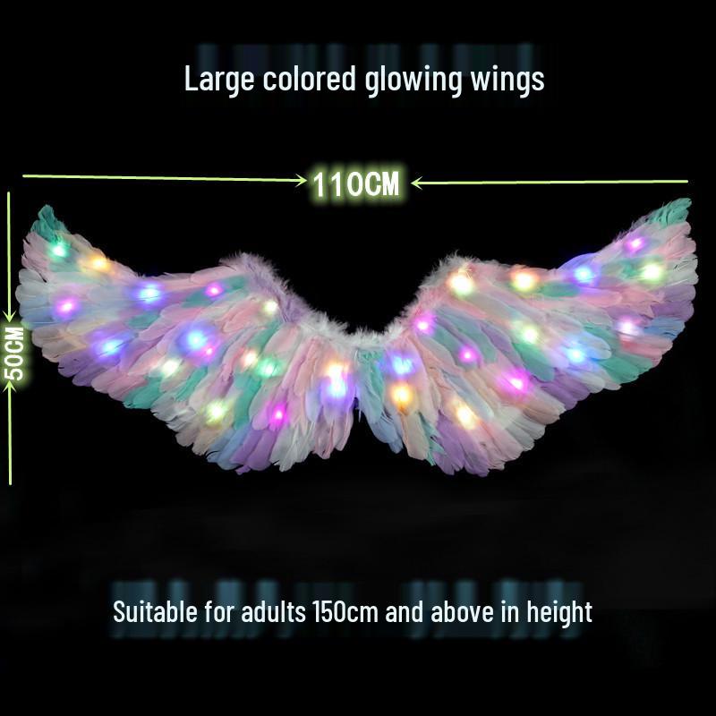 Children's Glowing Angel Feather Wings Costume Prop for Girls & Adults - Fairy, Elf, Cosplay & Photoshoots