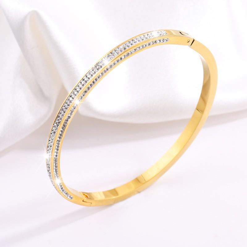 Titanium steel bracelet gold high version temperament zircon bracelet women's light luxury fashion elegance does not fade simple bracelet