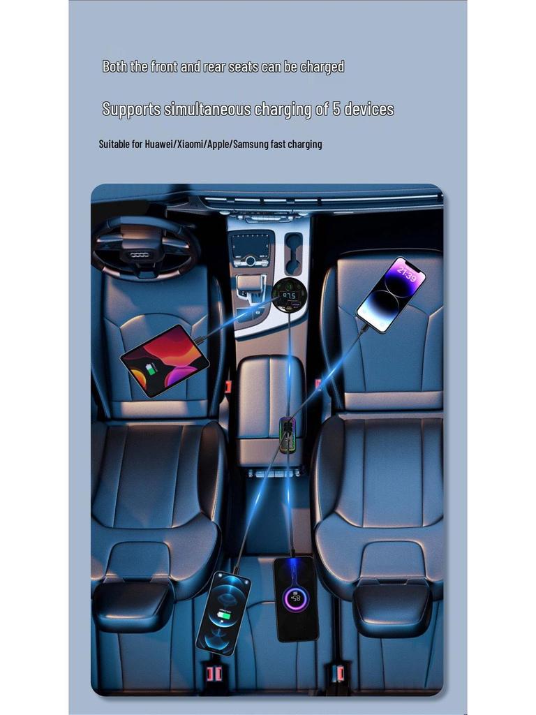 Q39MP Bluetooth Car FM Transmitter with Digital Display & QC3.0 Multifunctional Cigarette Lighter