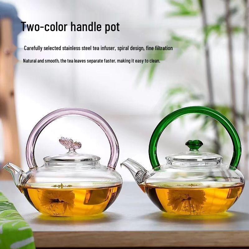 Heat-Resistant Glass Teapot with Handle for Kung Fu Tea Ceremony