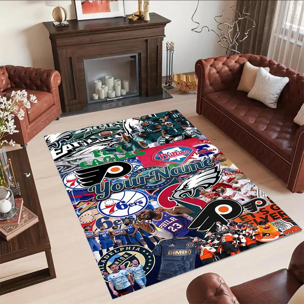 Philadelphia Eagles Customizable Name Floor Mat Suitable For Dining Room Foyer Bedrooms Decorate Room Antislip Carpet Decorate Offices