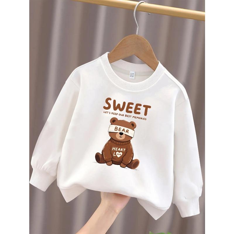 Kids Sweatshirt Cartoon Bear Pattern Is Full of Childlike Fun And Adds a Sense of Fashion 110 белый