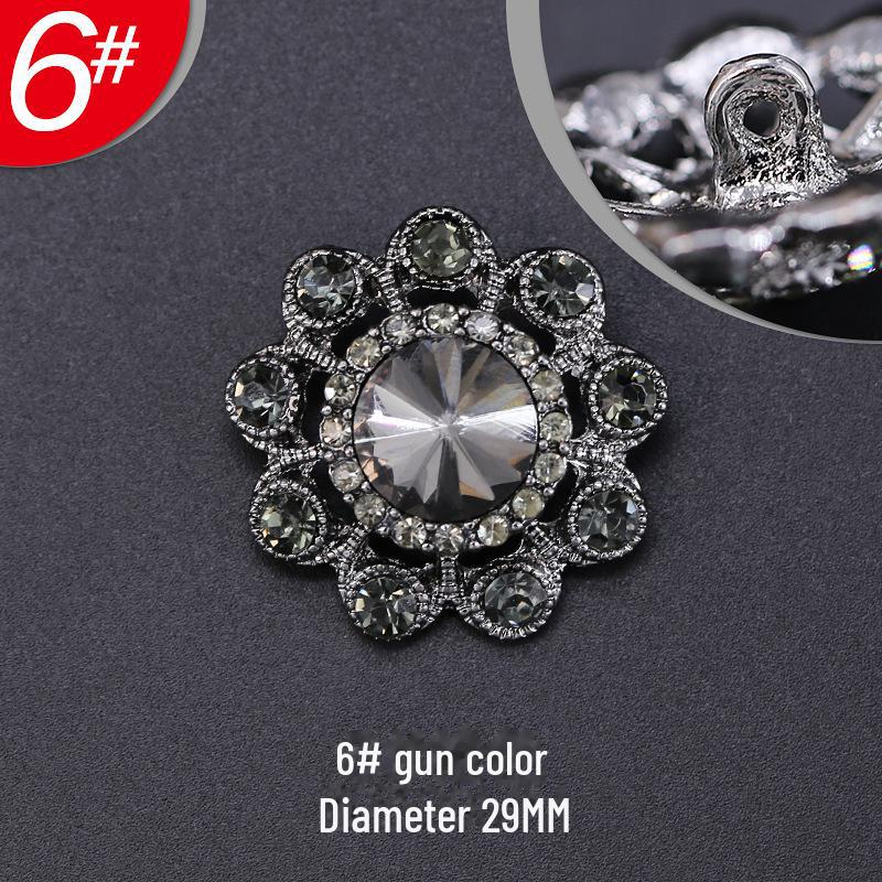 Damskie ekskluzywne czarne modne metalowe guziki z futra norek z wzorem płatków ze strasów