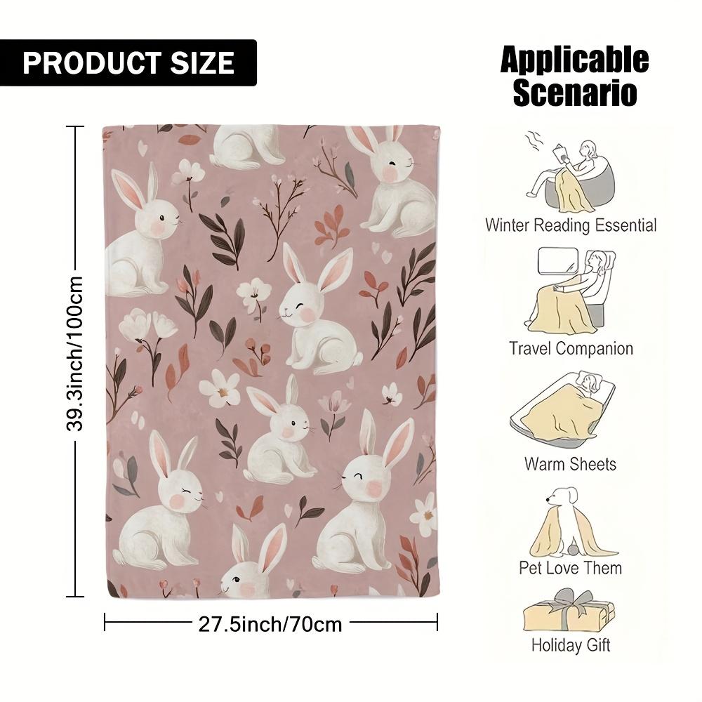 VIKAMA Easter Bunny Garden Cushion Soft Flannel Sofa Bed Chair Blanket Travel Blanket Home Decoration 75cmx90cm