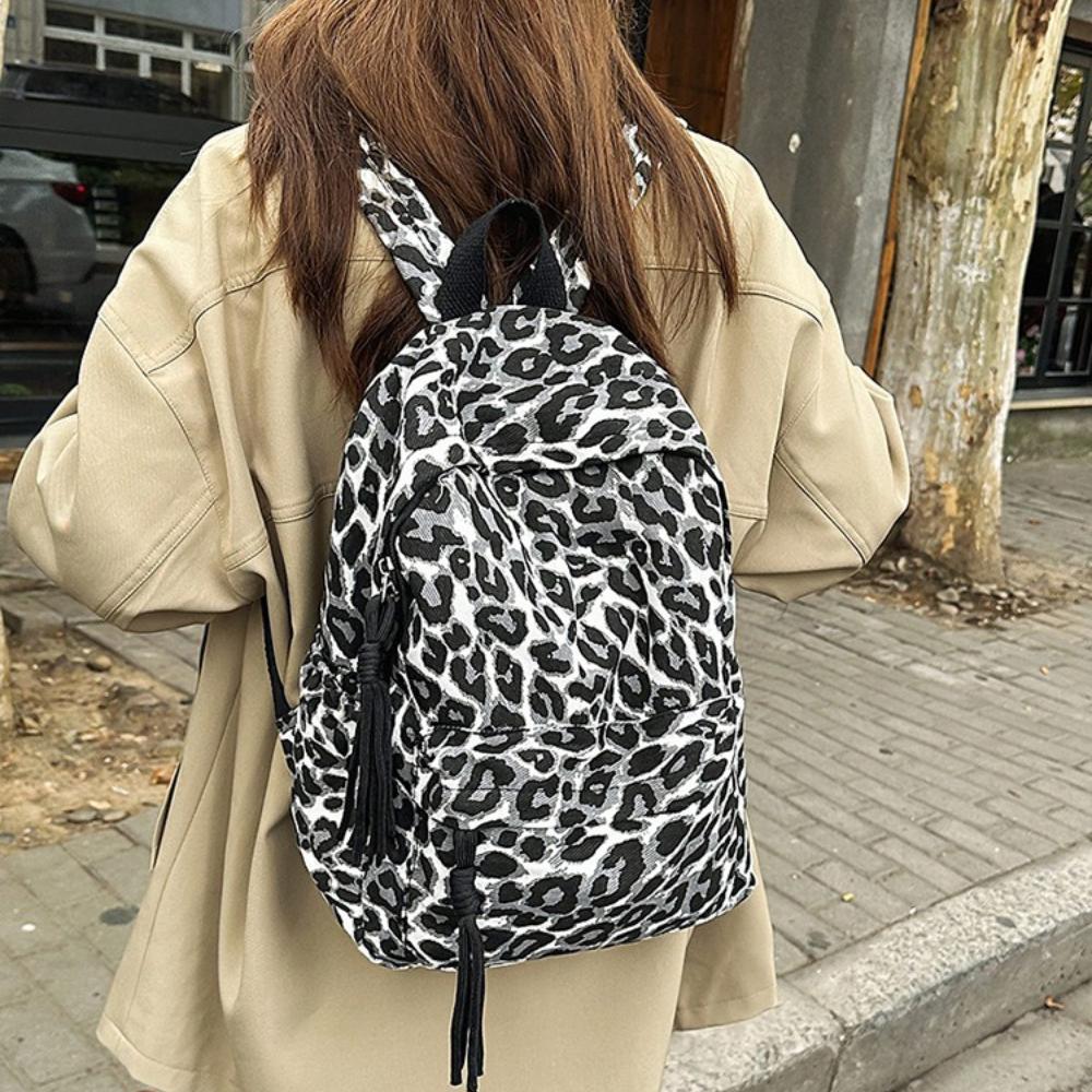 New Fashionable Leopard Print Backpack for Women, Versatile Casual Travel Backpack, Spicy Girl Style Backpack, Instagram Niche