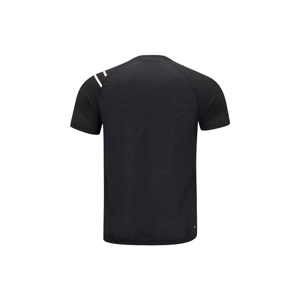 Li-Ning Color Block V-Neck Training Breathable Sports Short Sleeve T-Shirt Unisex Tops Black AAYU131-1