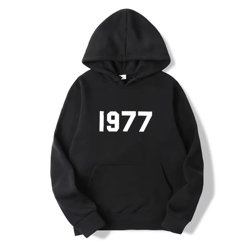 2025 vintage back-to-school collection 1977 new style fashionable men's and women's hooded sweatshirt - A trendy hip-hop street