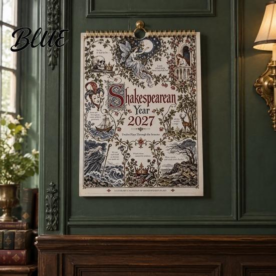 Classical Literature Aesthetic Organizer 2027 Wall Calendar Vintage Illustrated Hanging Calendar with 12 Plays Through Romance Collectible