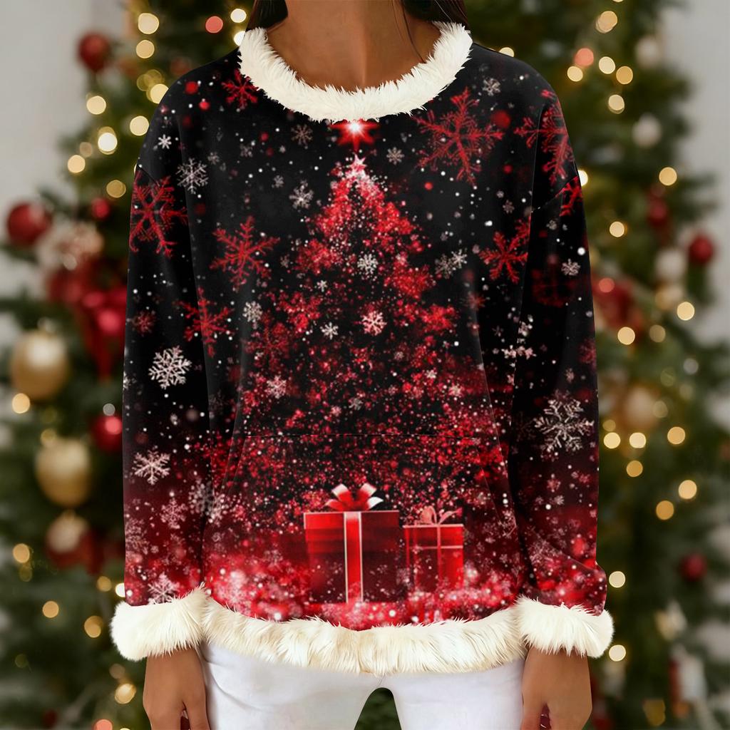 Women's Casual Fashion Print Long Sleeve Hooded Sweatshirt Top