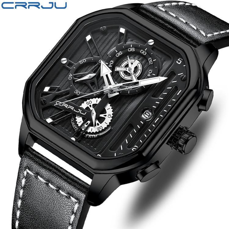 CRRJU New Belt Men's Watch Watch Simple Business Personality Men Fashion Waterproof