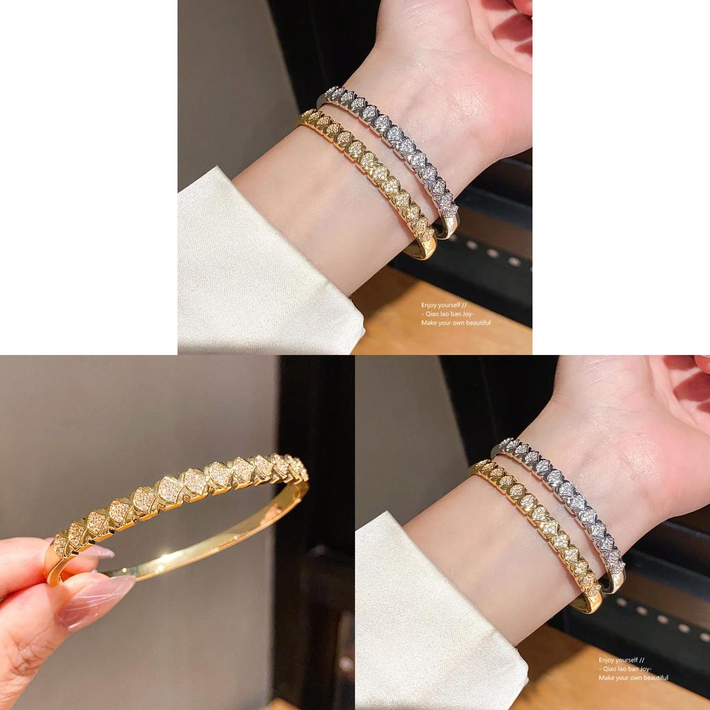Copper Zirconia Fan Shaped Bracelet Elegant Geometric Jewelry For Fashion Ol