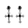 1 Gothic Large Detailed Cross Black Zircon Earrings Punk Halloween Jewellery Creativity Fashion Statement Women Gifts