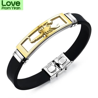 Fashion Men Silicone Bracelet Stainless Steel Scorpion Adjustable Cool Bangle Jewelry Gifts 8 Tt @88