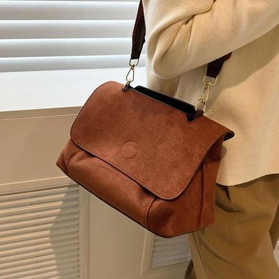 Winter Matt Leder Schulter Tasche Weibliche Klappe Umhängetasche Retro Messenger Tasche Große Kapazität Satchel Handtasche
