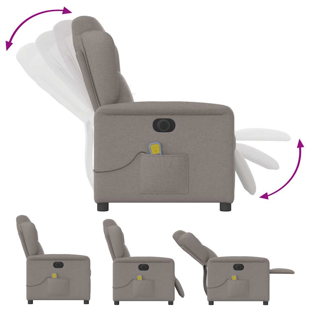 Electric Massage Chair Taupe Fabric