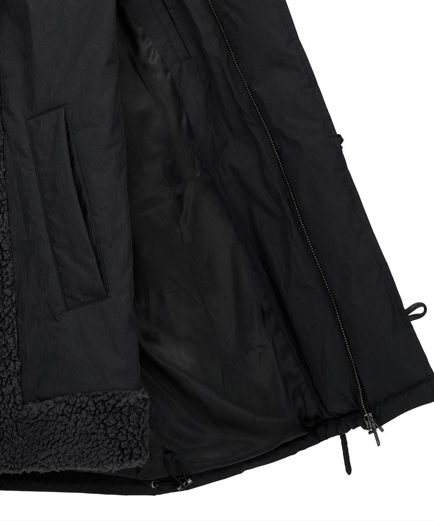 Noirer Shearling Detachable Goose Half Padded Jacket (Black)
