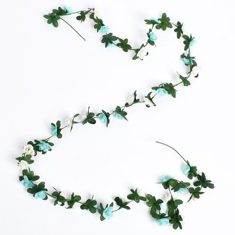 2.5m Rose Artificial Silk For Wedding Garland Fake Plant Flowers Vine Home Room Wedding Wall Hanging Garden Arch DIY Decoration