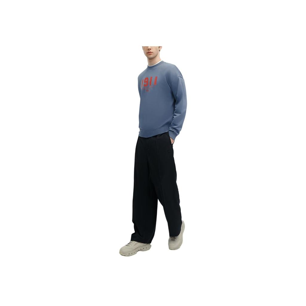 FILA Solid Color Mid Waist Comfortable Straight Leg Casual Pants Men bottoms Black F11M415803F-BK