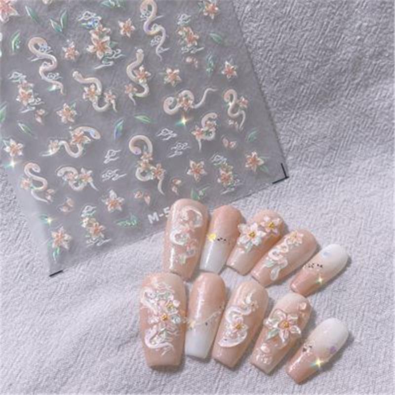 

24 Новых 3D Наклейки для Нейл-Арта Змея Горячий Розовый Персиковый: Чистое Желание Тисненое Желе DIY Декор Standard