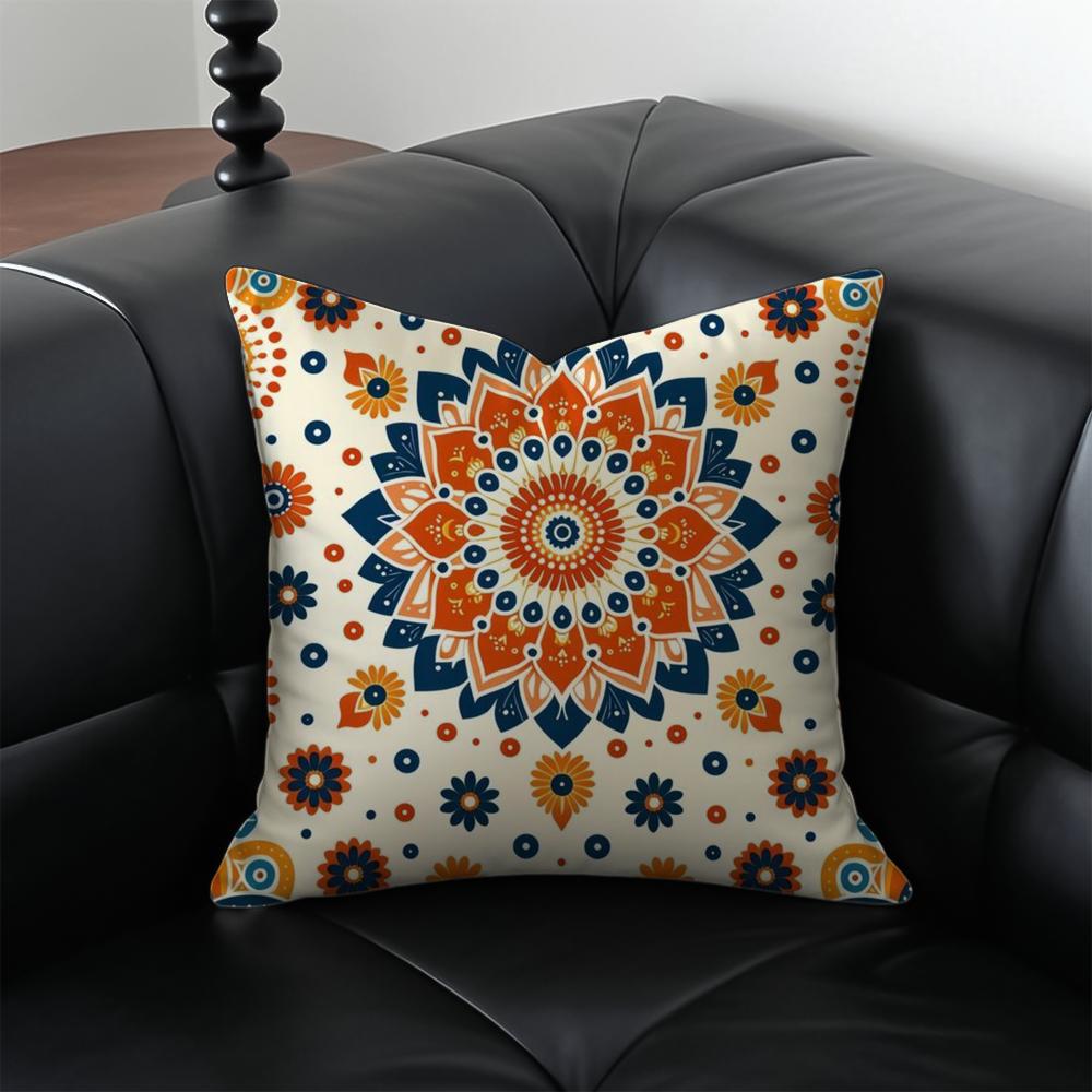 Boho Pattern Ethnic Art Cushion Cover Pillow Case Antidustmite Invisible Zipper Silky Plush Cushion