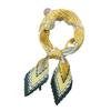 Retro Color Block Crinkled Square Scarf - 70cm Pleated Neckerchief in Imitation Silk for Women