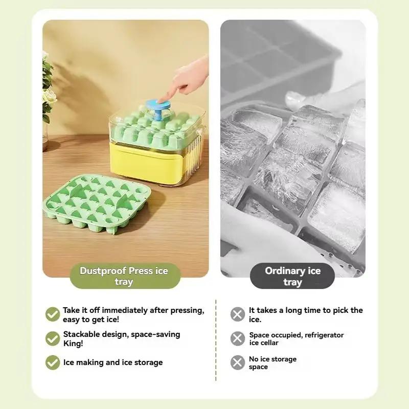 50 Grid Ice Cube Mold Large Capacity Reusable Ice Maker Household Food Grade Double-Layer Ice Storage Box Ice Cube Tray Mold
