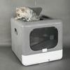 Cat Litter Box Large Plastic Spill Proof Cat Toilet Gray