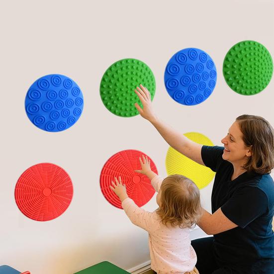 4 Stück/Set Silikon Sensorikmatte Fokushilfe Angst Stressabbau Texturierte Matte Ruhige Dekompression Runde Taktile Matte Schreibtischspielzeug