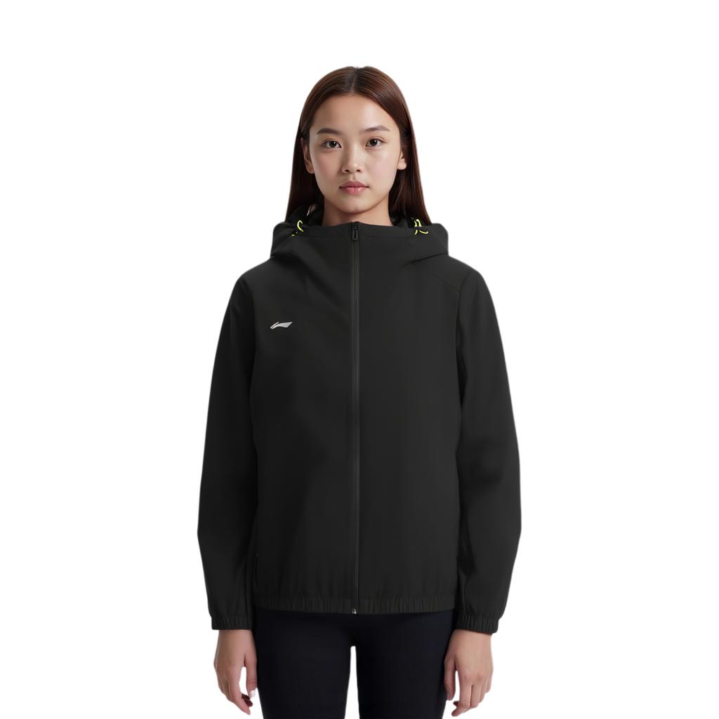 Giacca a vento con cappuccio e zip a tinta unita serie Lifestyle Sportivo Li Ning Donna Capospalla Nero AFDU626-4