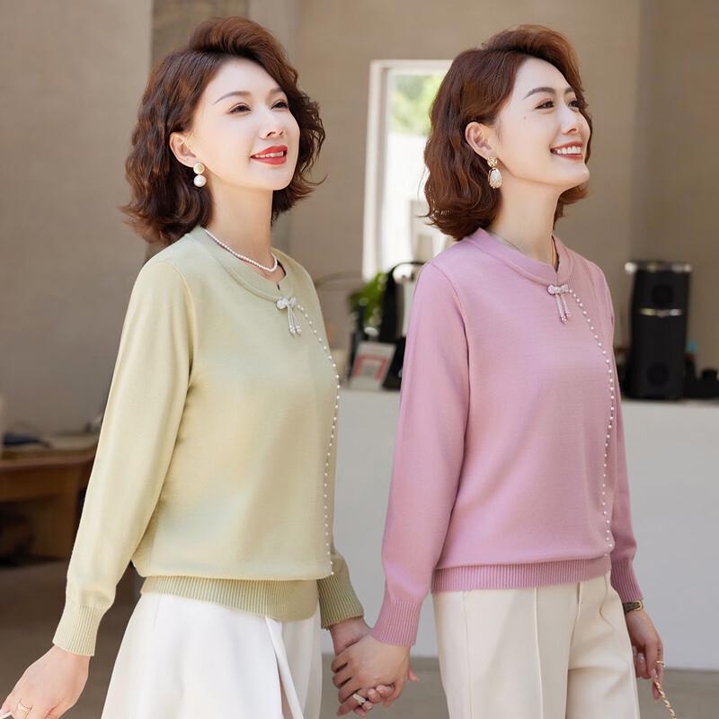 Pasite Women's New Chinese Style Loose-fit Round Neck Knit Top