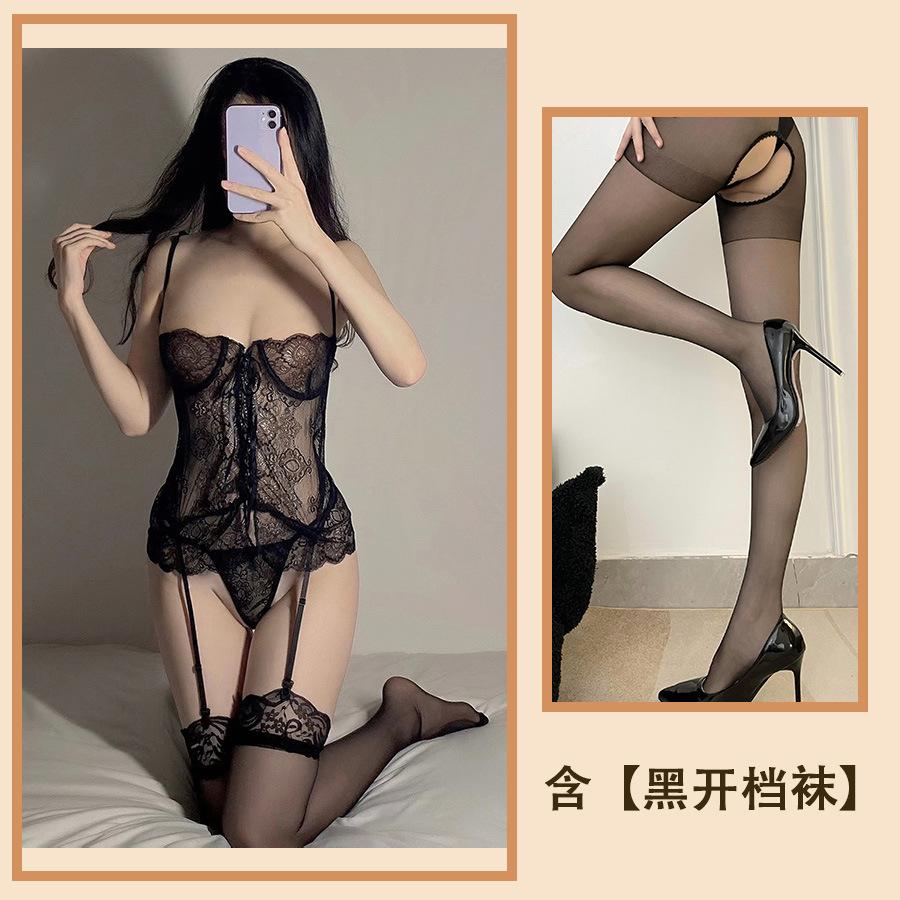 Sexy Underwear, Sexy Lace One-piece Women's Suspender, Pure Desire, Perspective Steel Ring, Lace-up Vest, Cute Woman