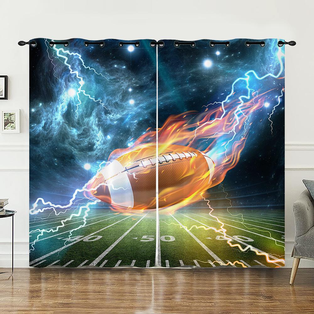 Curtains Bedroom Curtains Digital Printing Sports Blackout Curtain Cloth No Punching