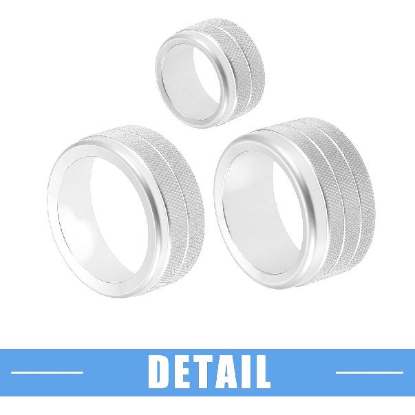 AC Volume 4WD Switch Knob Cover for Toyota Tundra 2014-2021 Aluminum Alloy Silver Tone (Set of 5)